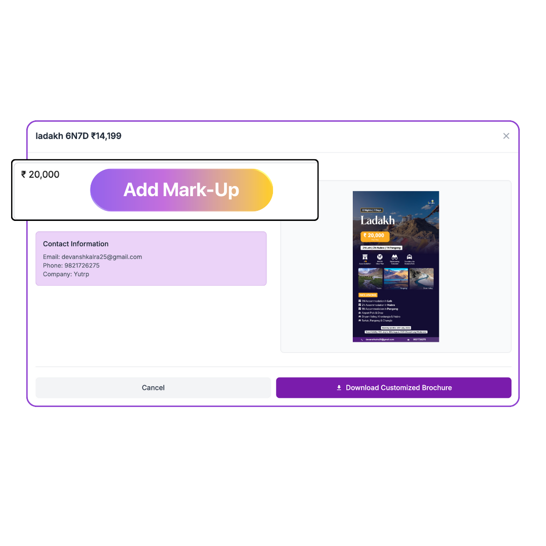 Add your markup and share with final pricing